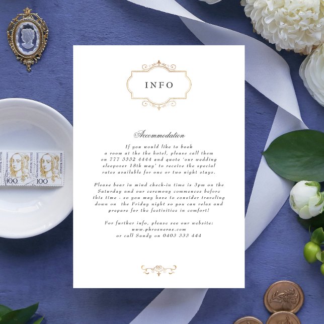 Tarjeta De Recepción boda de monograma de oro clásico romántico (Subido por el creador)