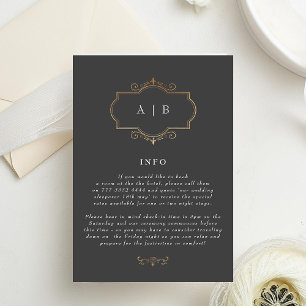Tarjeta De Recepción boda de monograma de oro tradicional romántico