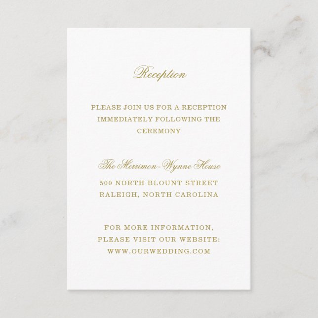 Tarjeta De Recepción Boda de monograma dorado (Anverso)