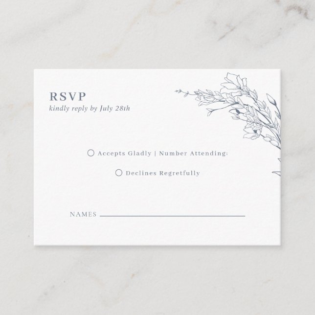 Tarjeta De Recepción BODA de monograma elegante Azure Floral Wreath BAR (Anverso)