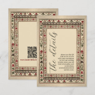 Tarjeta De Recepción Boda de Motif Étnico de Marco de Vintage