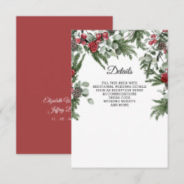 Tarjeta De Recepción Boda de Navidades de invierno de Rustic Pine Berri