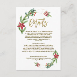 Tarjeta De Recepción Boda de Navidades de Winter Poinsettia Pine Berry