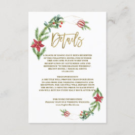 Tarjeta De Recepción Boda de Navidades de Winter Poinsettia Pine Berry