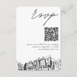 Tarjeta De Recepción Boda de Oakland Código QR RSVP moderno