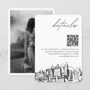 Tarjeta De Recepción Boda de Oakland Detalles modernos Código QR
