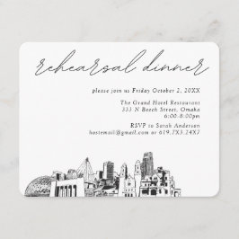 Tarjeta De Recepción Boda de Omaha elegante cena de ensayo