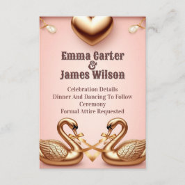 Tarjeta De Recepción 🌺Boda de oro con cisnes blancos 💐