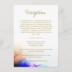 Tarjeta De Recepción Boda de oro de Naranja azul