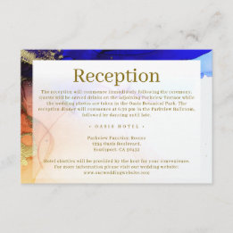 Tarjeta De Recepción Boda de oro de Naranja azul moderno