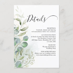 Tarjeta De Recepción Boda de oro Eucalyptus