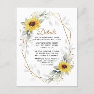 Tarjeta De Recepción Boda de oro geométrico elegante de girasol