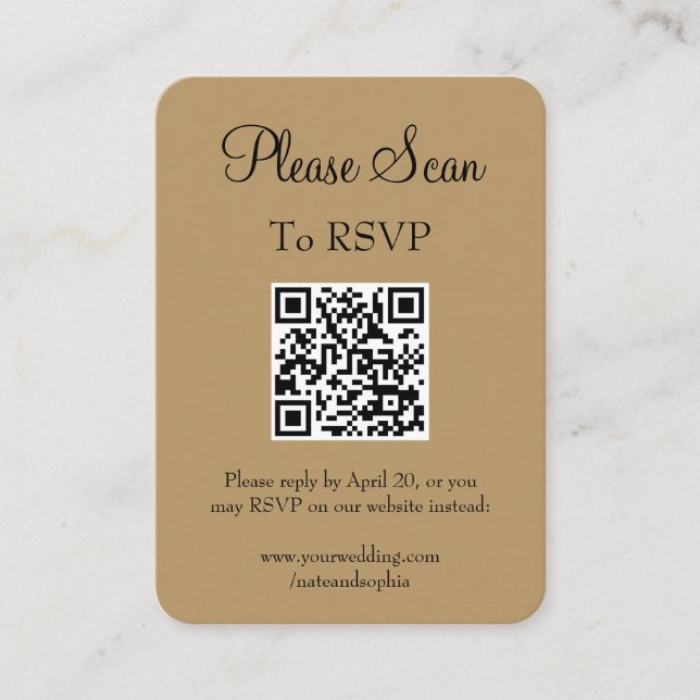 Tarjeta De Recepción Boda de oro moderno sencillo escanear código QR (Anverso)