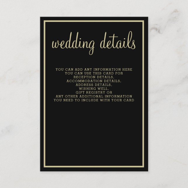 Tarjeta De Recepción boda de oro negro geométrico moderno (Anverso)