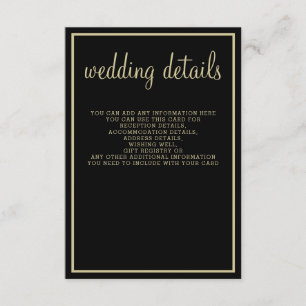 Tarjeta De Recepción boda de oro negro geométrico moderno