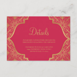 Tarjeta De Recepción Boda de oro rojo magenta moderno