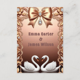 Tarjeta De Recepción 🌺Boda de oro rosa con cisnes blancos 💐