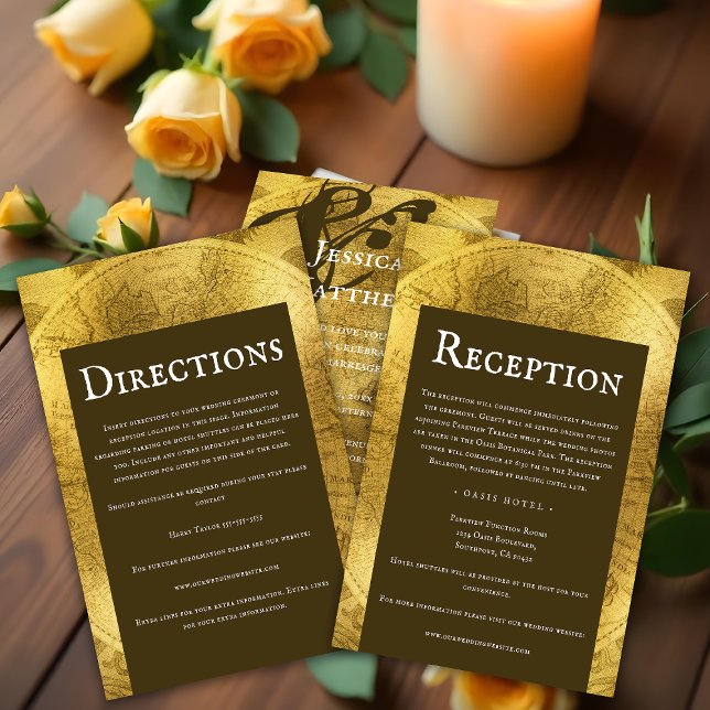 Tarjeta De Recepción Boda de oro ruso (Rustic Golden Wedding Enclosure Card)