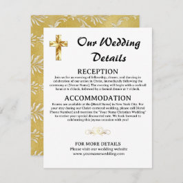 Tarjeta De Recepción Boda de oro simple detalles Cruz cristiana