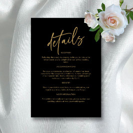 Tarjeta De Recepción Boda de oro y negro sin tiempo