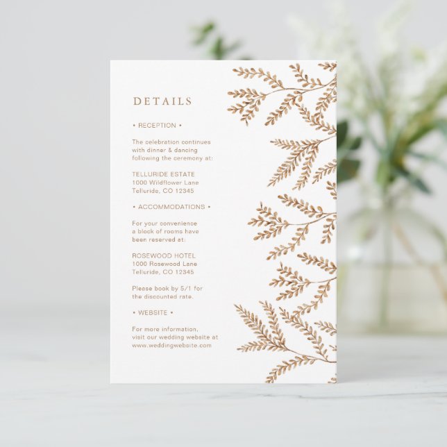 Tarjeta De Recepción Boda de Otoño (Anverso de pie)