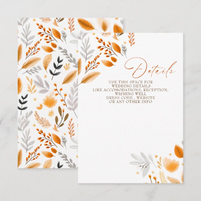 Tarjeta De Recepción Boda de Otoño Elegante con Letra Moderna Terracota (Anverso / Reverso)
