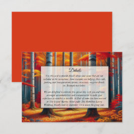 Tarjeta De Recepción Boda de otoño en el árbol de birch rústico