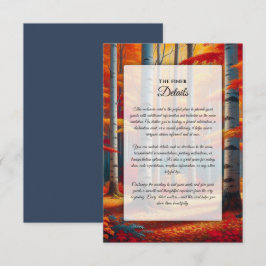 Tarjeta De Recepción Boda de otoño en el árbol de birch rústico