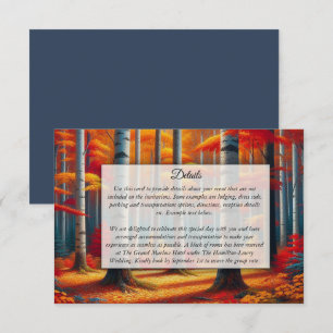 Tarjeta De Recepción Boda de otoño en el árbol de birch rústico