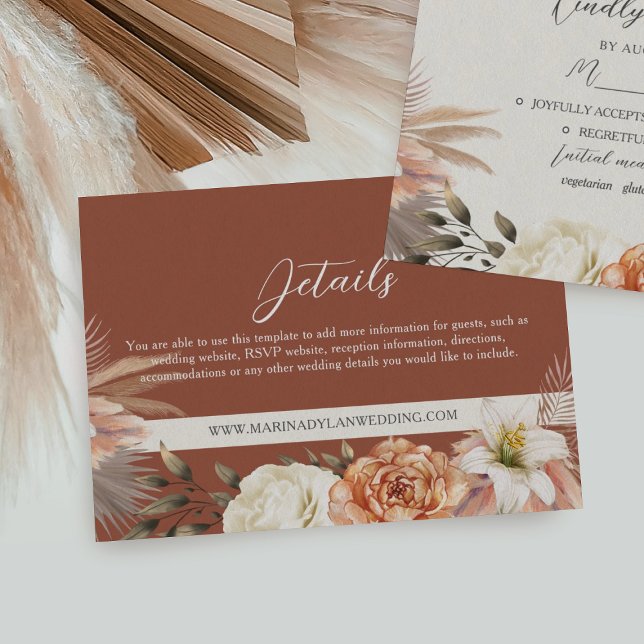 Tarjeta De Recepción Boda de Otoño Floral Boho (Subido por el creador)
