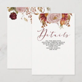 Tarjeta De Recepción Boda de otoño rústica botánica