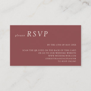 Tarjeta De Recepción Boda de óxido de cobre minimalista Código QR RSVP