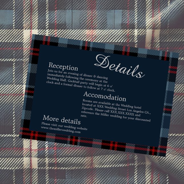Tarjeta De Recepción boda de país escocés azul (Subido por el creador)