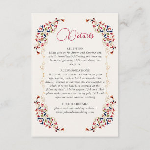 Tarjeta De Recepción Boda de Paisley Botánica Floral Artística de Lujo