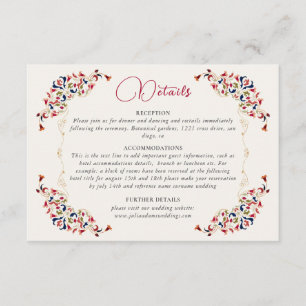 Tarjeta De Recepción Boda de Paisley Botánica Floral Artística de Lujo