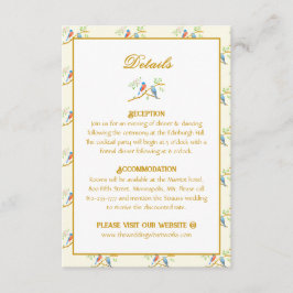 Tarjeta De Recepción Boda de pajaritos azules