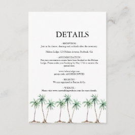 Tarjeta De Recepción Boda de palmeras acuáticas modernas