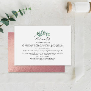 Tarjeta De Recepción Boda de papel de estaño geométrico de eucalipto en