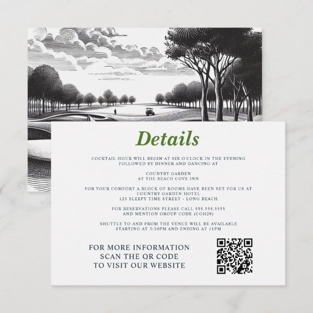 Tarjeta De Recepción Boda de parejas de golf (Anverso / Reverso)