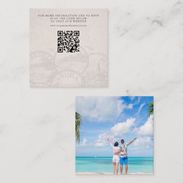 Tarjeta De Recepción Boda de pasaporte de Aruba QR (Anverso / Reverso)