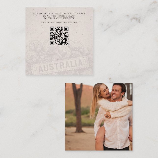 Tarjeta De Recepción Boda de pasaporte de Australia QR (Anverso / Reverso)