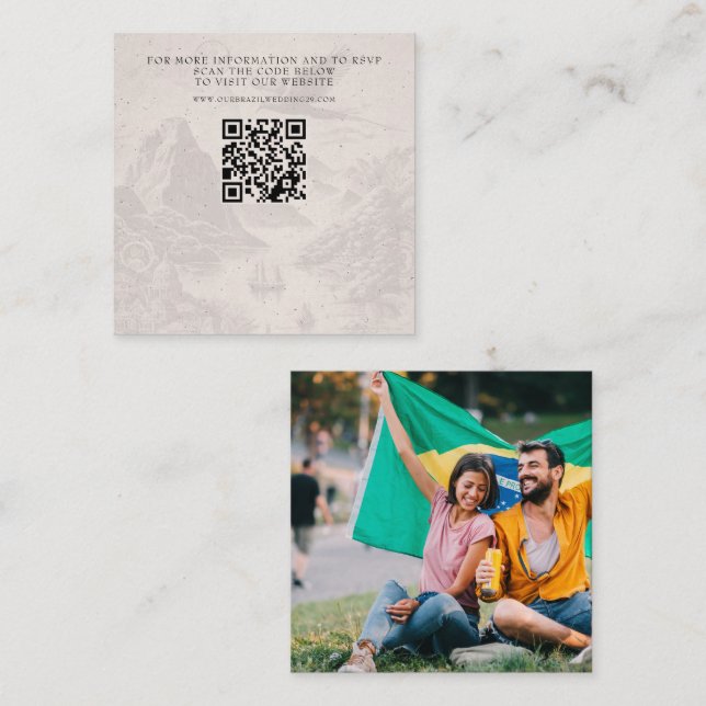 Tarjeta De Recepción Boda de pasaporte de Brasil QR (Anverso / Reverso)