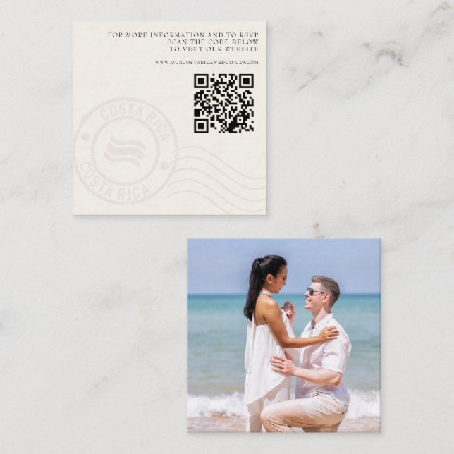 Tarjeta De Recepción Boda de pasaporte de Costa Rica QR (Anverso / Reverso)