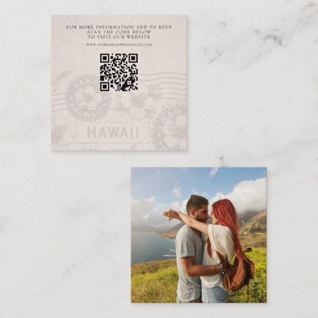 Tarjeta De Recepción Boda de pasaporte de Hawái QR (Anverso / Reverso)