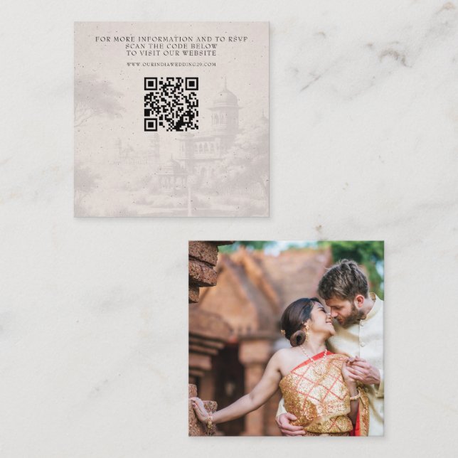 Tarjeta De Recepción Boda de pasaporte de India QR (Anverso / Reverso)