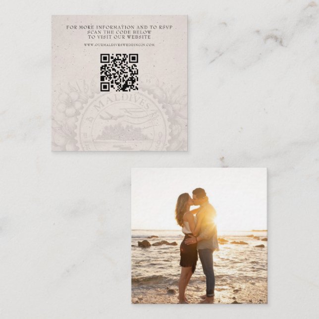 Tarjeta De Recepción Boda de pasaporte de Maldivas QR (Anverso / Reverso)
