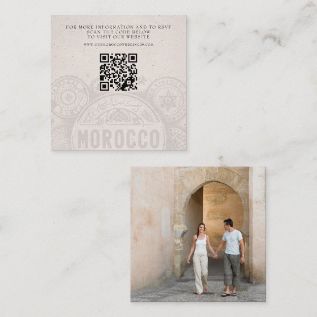 Tarjeta De Recepción Boda de pasaporte de Marruecos QR (Anverso / Reverso)