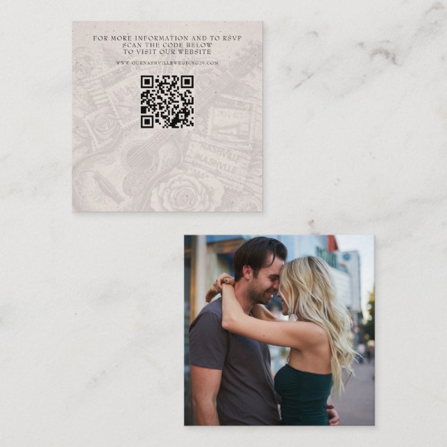 Tarjeta De Recepción Boda de pasaporte de Nashville QR (Anverso / Reverso)