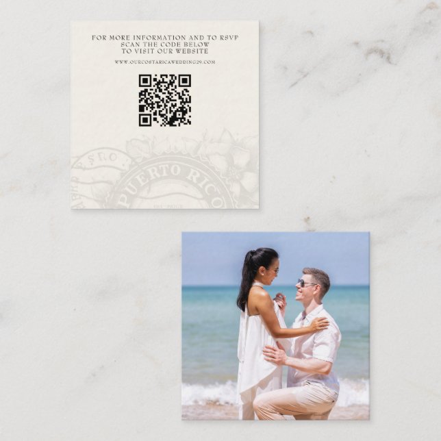 Tarjeta De Recepción Boda de pasaporte de Puerto Rico QR (Anverso / Reverso)
