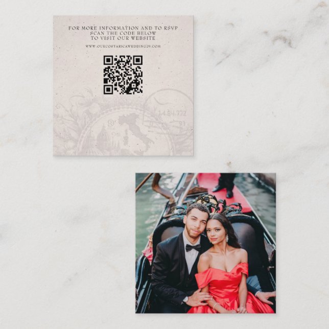 Tarjeta De Recepción Boda de pasaporte italiano QR (Anverso / Reverso)